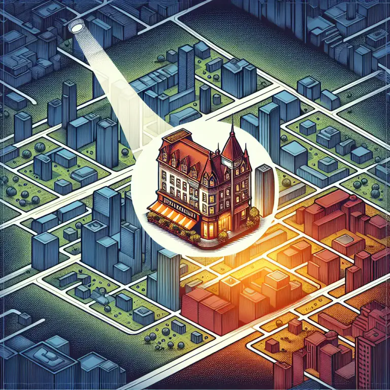 Visual representation of "quadrant" - One of four specified areas of a town or city