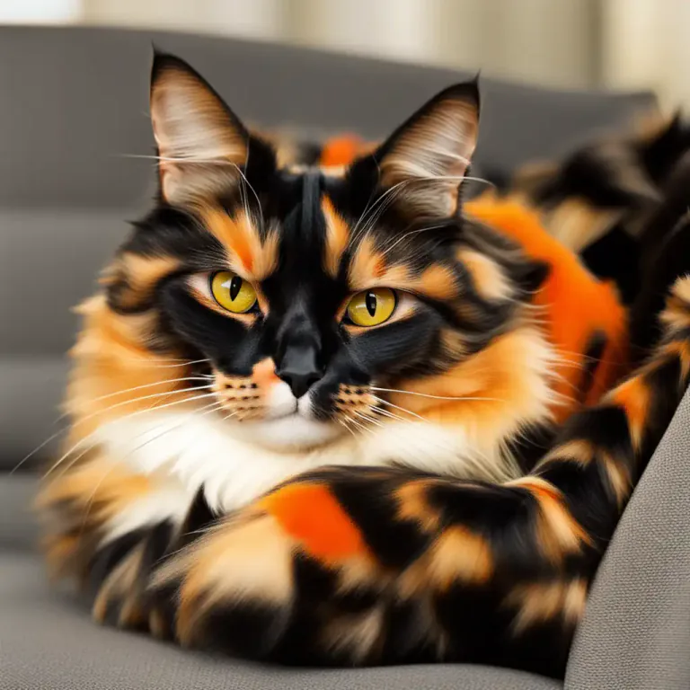 Visual representation of "tortoiseshell" - A type of cat with a coat that mixes black, orange, and cream colors.