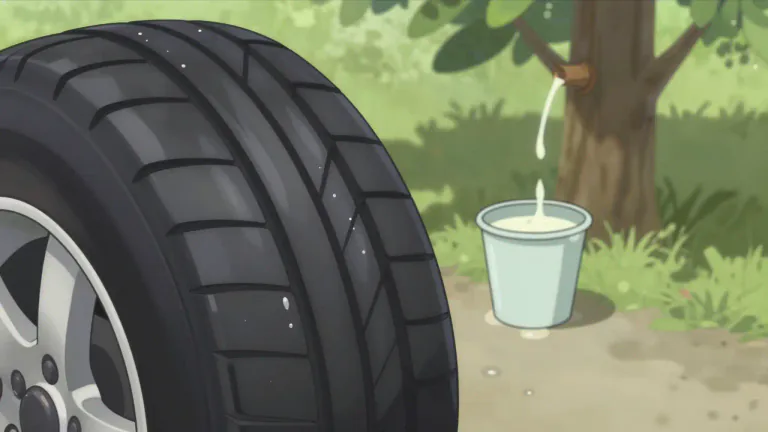 Visual representation of "rubber" - A strong, flexible, waterproof material that comes from a tree or made synthetically