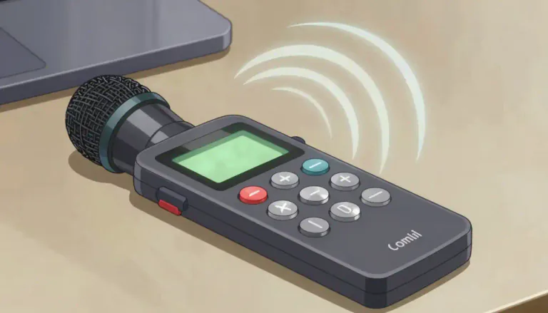 Visual representation of "recorder" - a device that saves sounds or videos so you can play them back