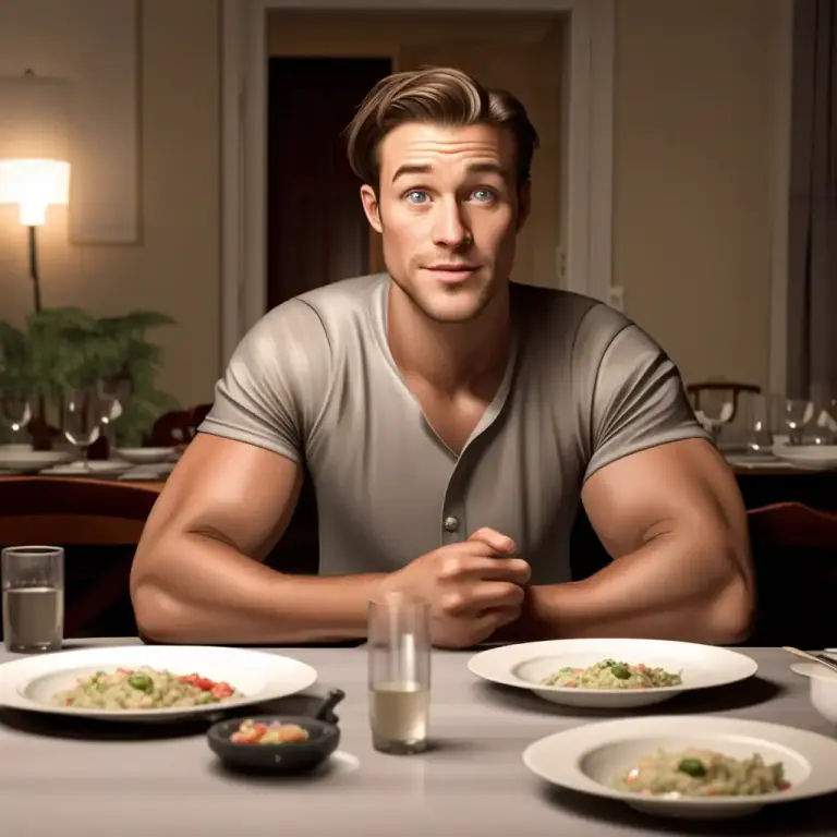 Visual representation of "greedy guts" - A person who eats a lot and is often very hungry