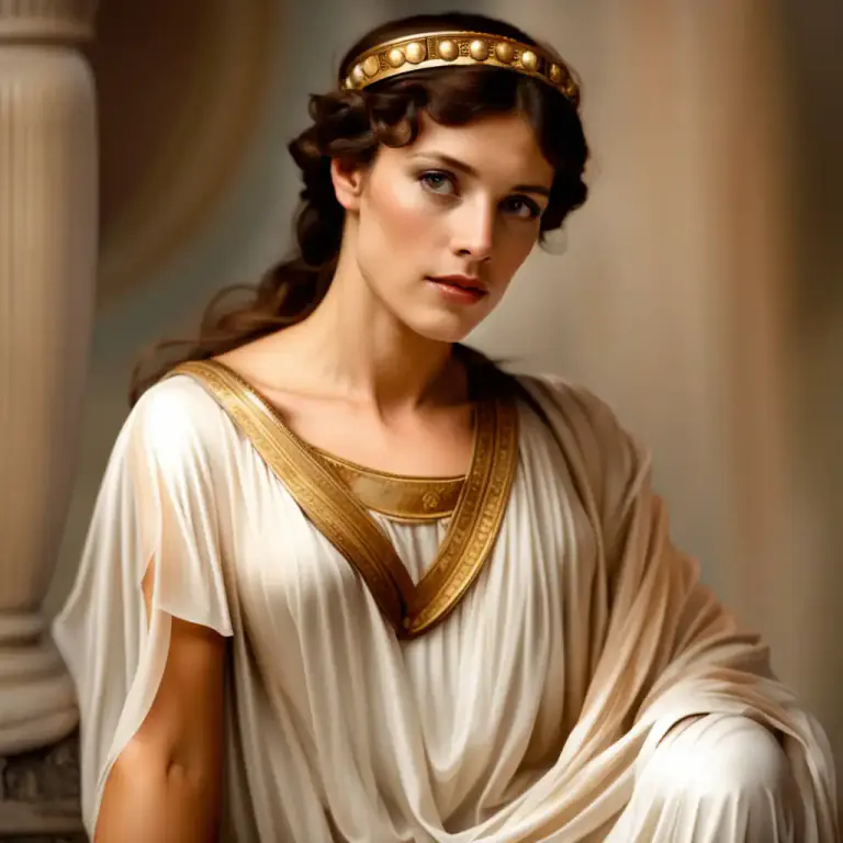 Visual representation of "tunic" - A simple slip-on garment made with or without sleeves, typically knee-length or longer, and worn by men and women in ancient Rome or Greece.