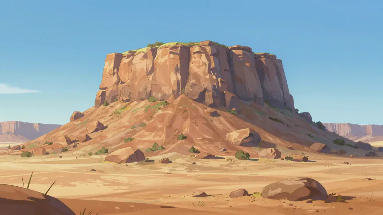 Visual representation of "butte" - A high, flat hill with steep sides, smaller than a mesa.
