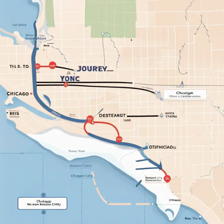 Visual representation of "via" - By route that passes through a specified place