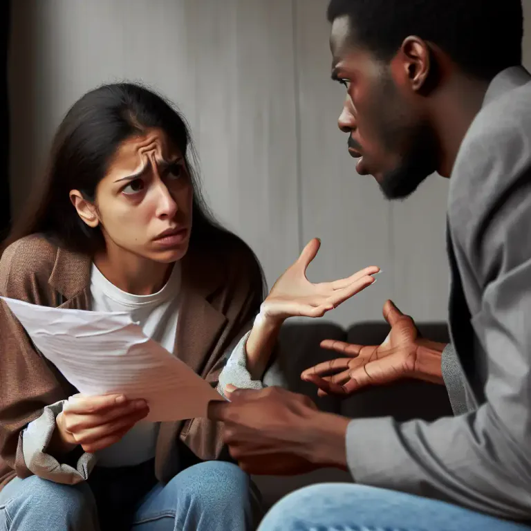 Visual representation of "dispute" - To argue or disagree about something.