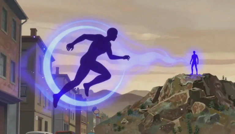 Visual representation of "teleport" - To move or make someone move instantly from one location to another, usually through a computerized, supernatural or imaginary process.