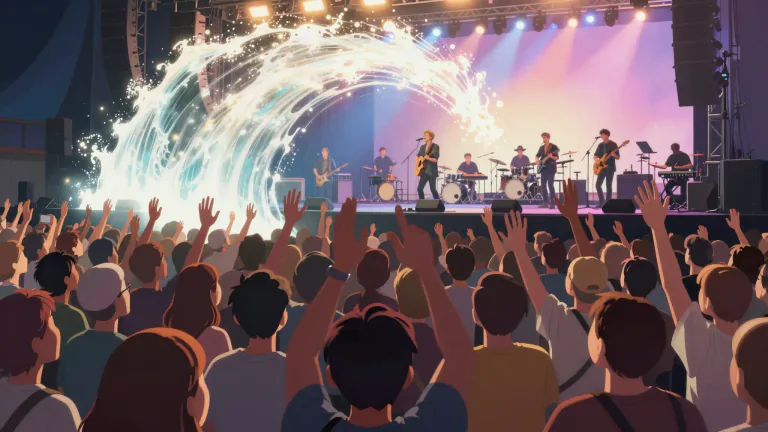Visual representation of "anthemic" - Similar to an anthem or having the emotion or spirit of an anthem, usually refers to music or a song that is uplifting and unifying.