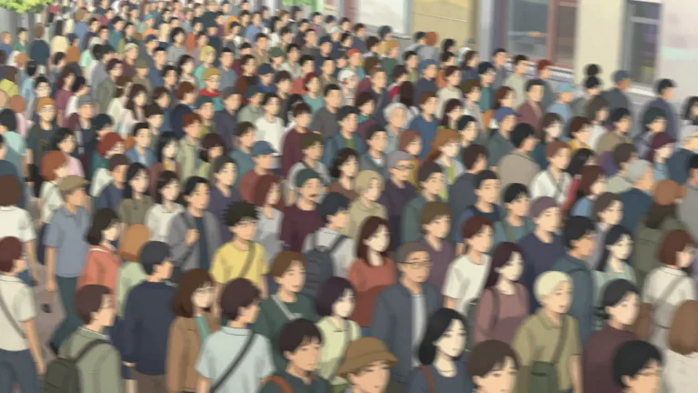 Visual representation of "swarm" - A large or dense group of people.
