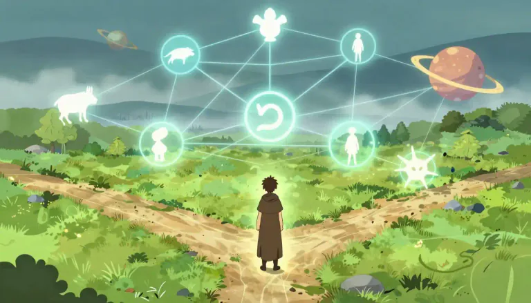 Visual representation of "ontology" - The branch of philosophy that studies what types of things exist in the world and their relationships.