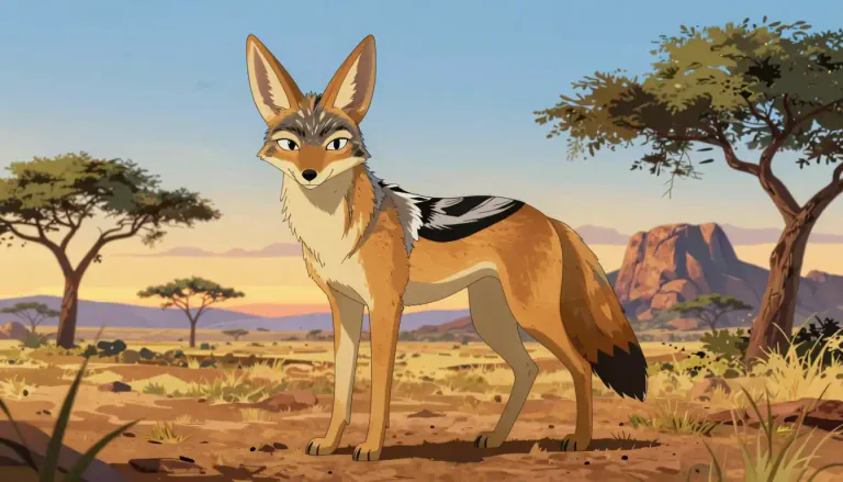 Visual representation of "jackal" - A wild animal that looks like a small wolf and lives in Africa and Asia.
