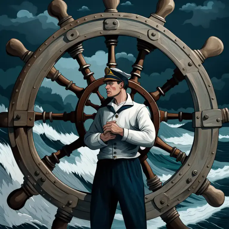 Visual representation of "at the helm" - Literally, steering a ship or a vehicle