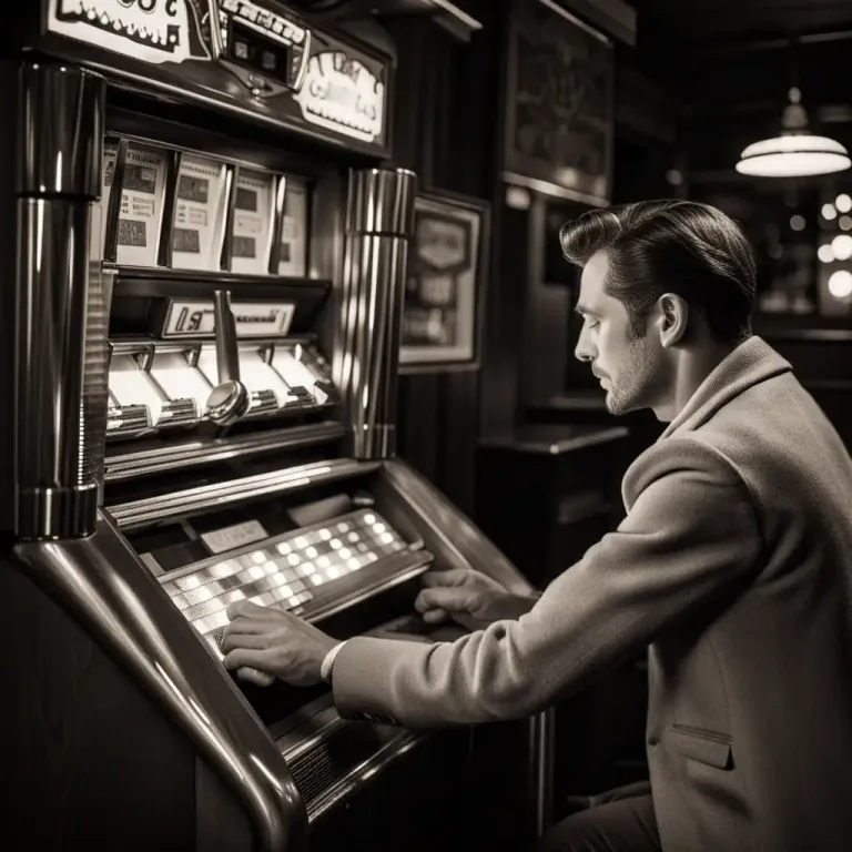 Visual representation of "juke" - A coin-operated music player found in bars or restaurants, which plays songs selected by the user