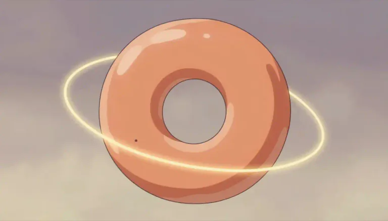 Visual representation of "toroidal" - Relating to a torus or resembling a shape that is donut-like.