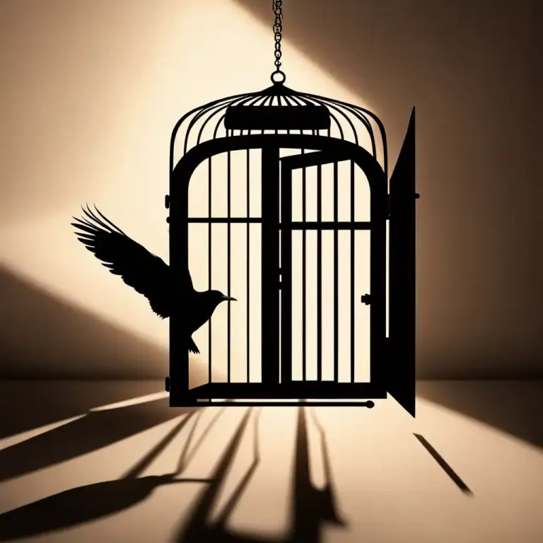 Visual representation of "the bird has flown" - Someone or something has escaped or gone away