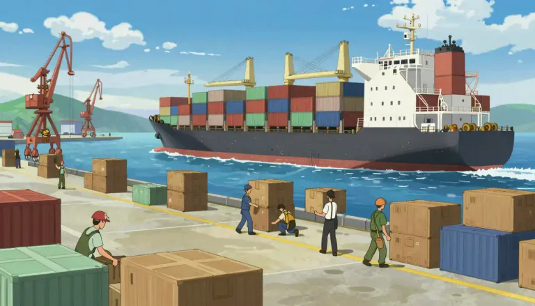 Visual representation of "export" - To send goods or services to another country for selling