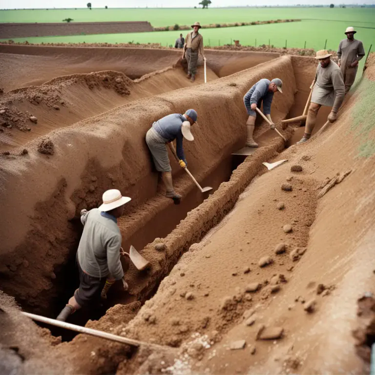 Visual representation of "excavate" - To make a hole or channel by digging