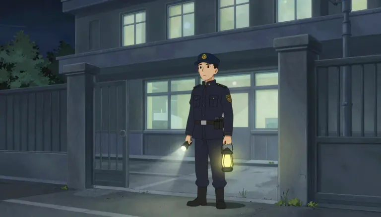 Visual representation of "watchman" - A person whose job is to guard or monitor a building, area, or property, especially during the night.