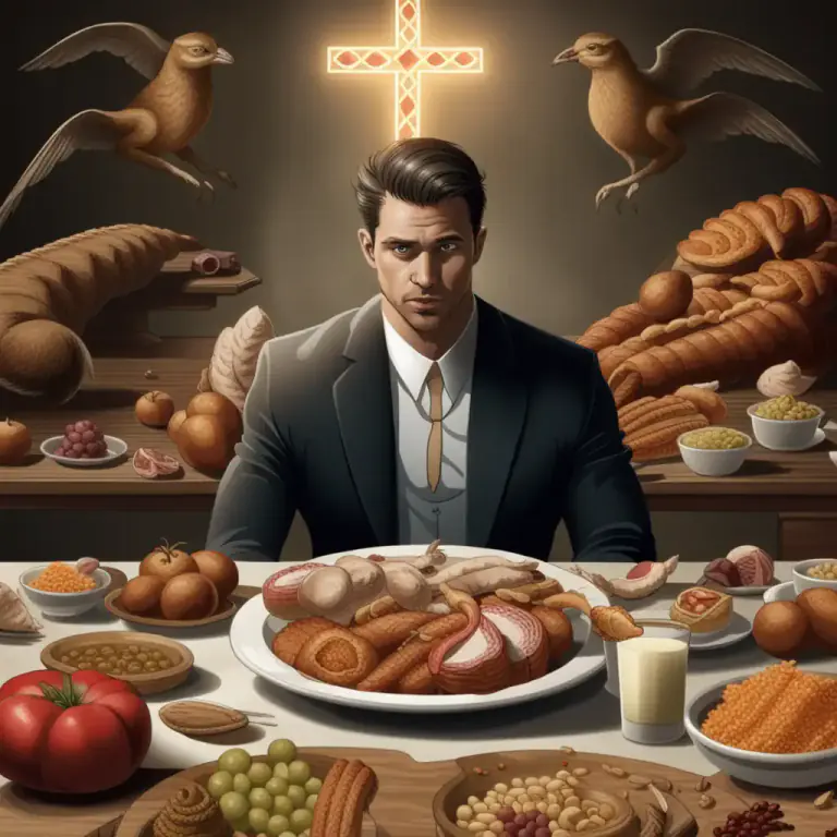 Visual representation of "gluttony" - In Christianity, the sin of eating too much