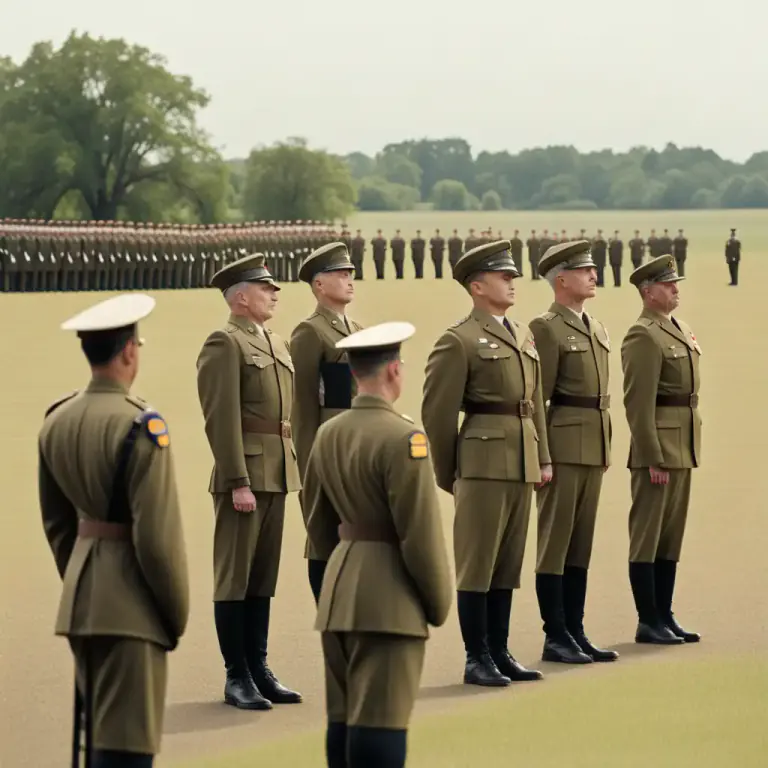 Visual representation of "parade" - A lineup of people or things for inspection