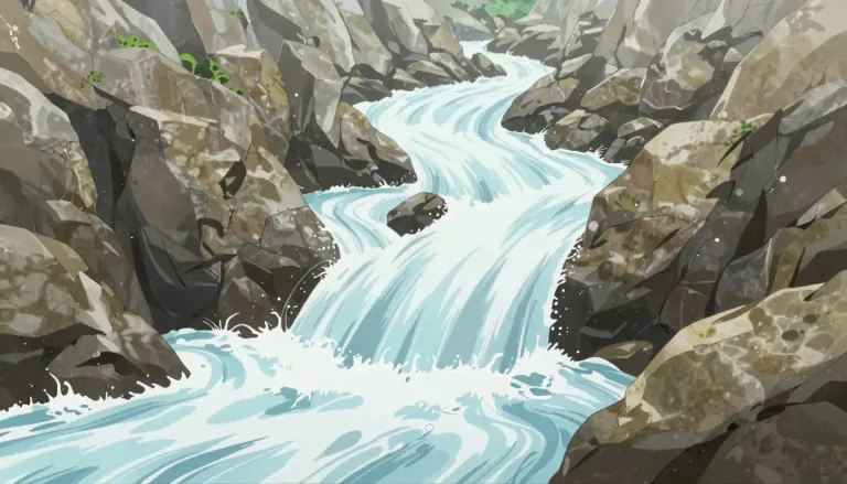 Visual representation of "torrent" - A strong and fast-moving stream of water or other liquid