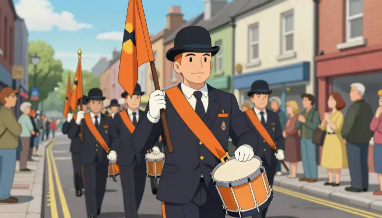 Visual representation of "orangeman" - A member of the Orange Order, a Protestant political organization founded in Northern Ireland in 1795.