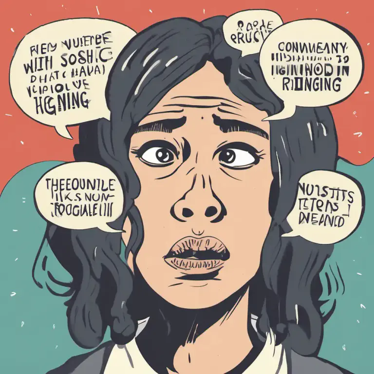 Visual representation of "ring in your ears/head" - To repeatedly think about something said or done.