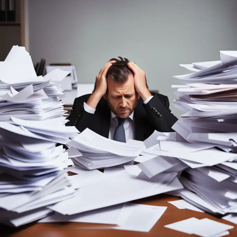 Visual representation of "groan under the weight of something" - To suffer or struggle because of a large amount or a high level of burden, pressure, or stress