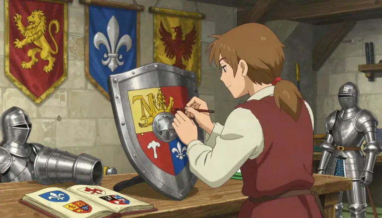 Visual representation of "heraldry" - The study or creation of coats of arms and other representations used in chivalry.