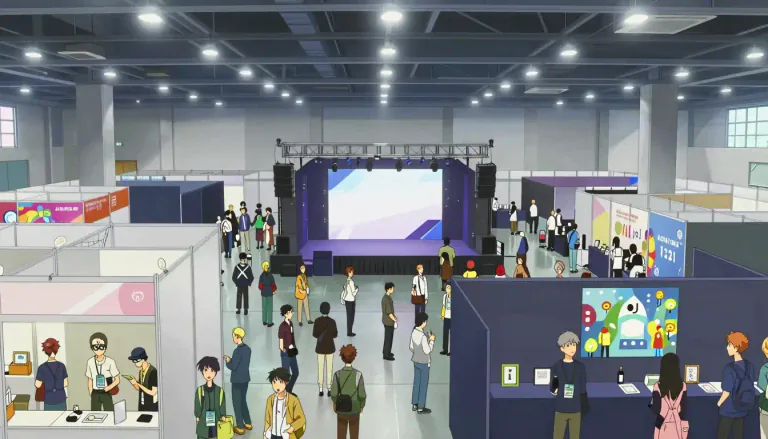Visual representation of "convention" - A large meeting or conference about a specific subject.
