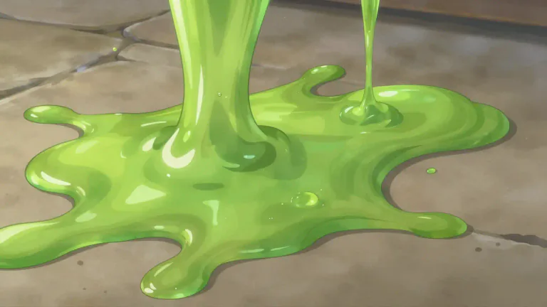 Visual representation of "slimy" - Covered with, resembling, or producing a slimy substance.