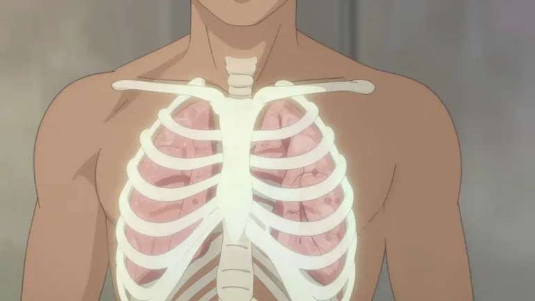Visual representation of "thoracic" - Related to the chest or the part of the body between the neck and the abdomen.