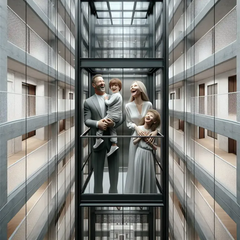 Visual representation of "lift" - a mechanical device used to elevate people or goods to different floors in a building