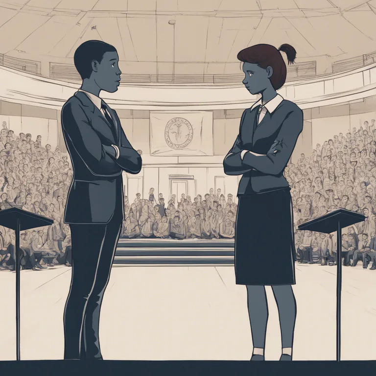 Visual representation of "pit against" - To compete or struggle with someone or something