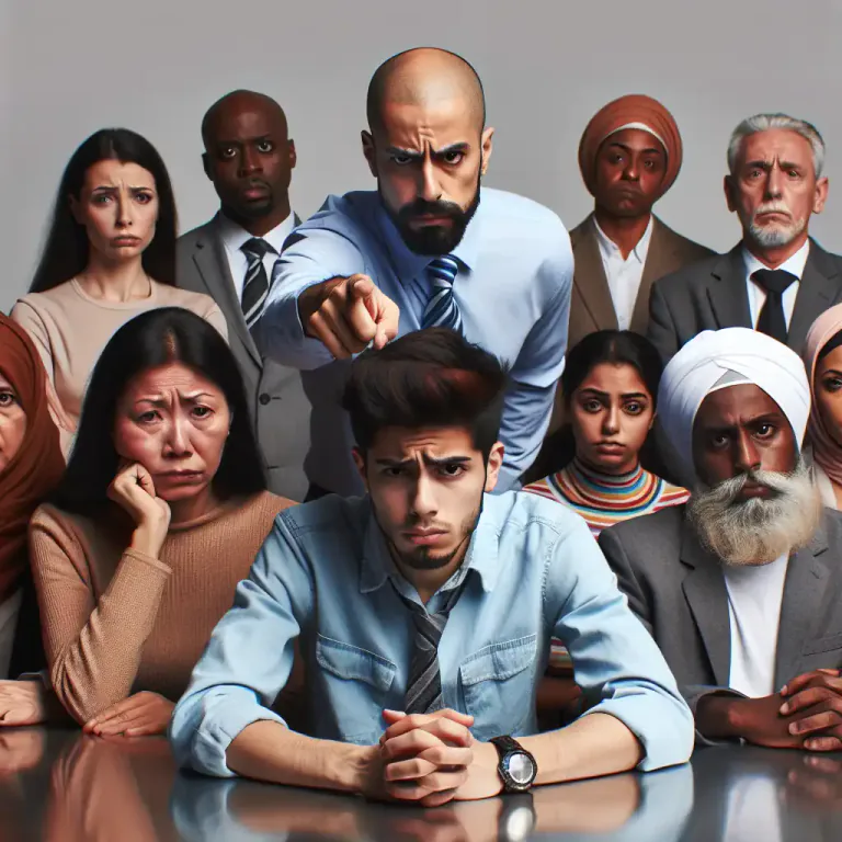 Visual representation of "persecutor" - A person who harasses or annoys others persistently.