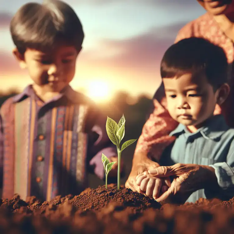 Visual representation of "raise" - to care for a child until it is an adult, or to care for an animal or plant until it is fully grown