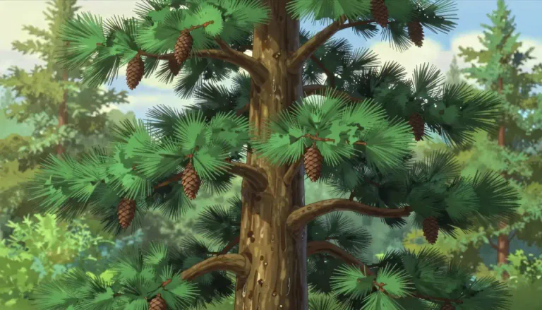 Visual representation of "pine" - A type of evergreen tree with long, thin leaves