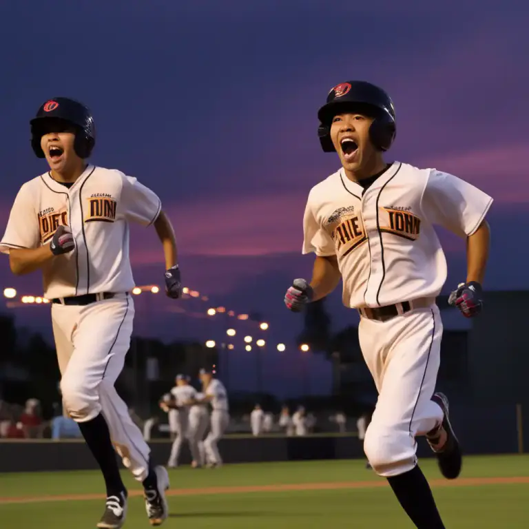 Visual representation of "walk off" - In sports, used to describe a situation where a player wins the game by doing something successful in their last chance
