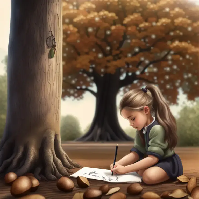 Visual representation of "great/tall oaks from little acorns grow" - Great things come from small beginnings.