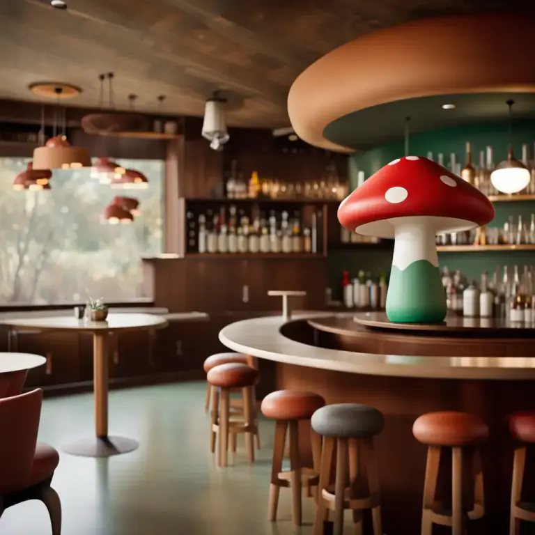 Visual representation of "mushroom" - Having a shape or appearance like a mushroom.