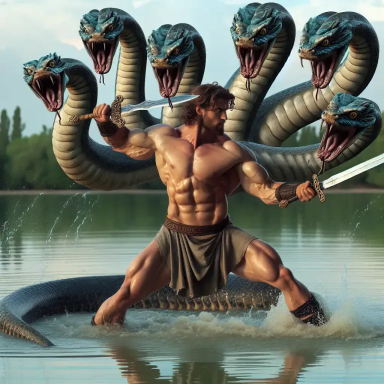 Visual representation of "hydra" - A mythical water monster with many snake-like heads. If you cut off one head, two more would grow back.