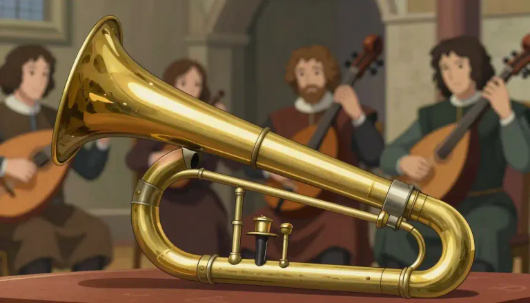 Visual representation of "sackbut" - A musical instrument similar to a trombone used in the Renaissance and Baroque periods