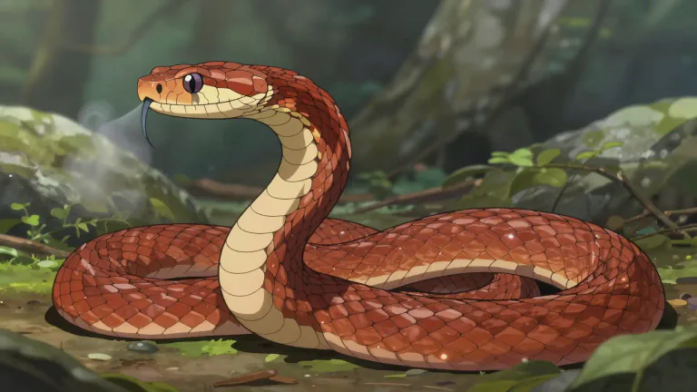 Visual representation of "copperhead" - A kind of snake that is poisonous and has a reddish brown color