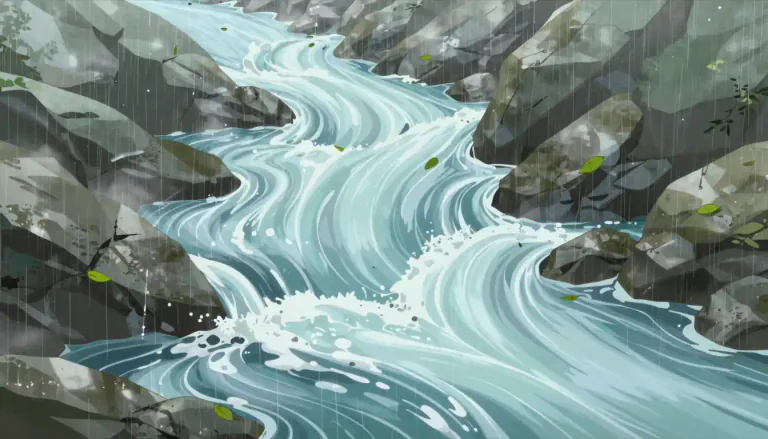 Visual representation of "flow" - The act of moving along in a stream or continuous way