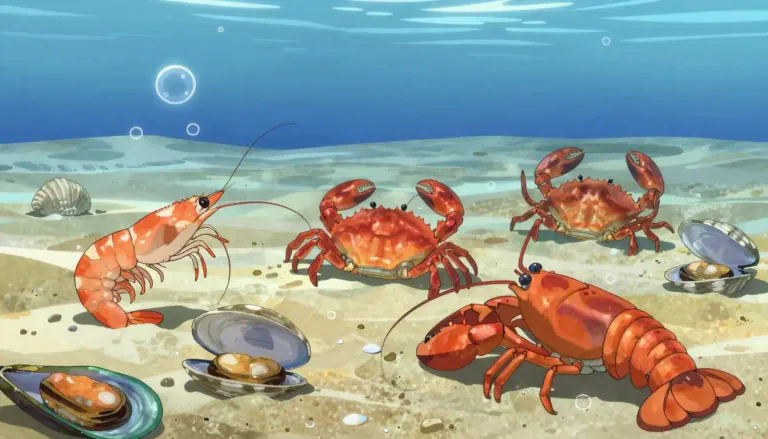 Visual representation of "shellfish" - A kind of sea animal that has a hard outer covering you can eat