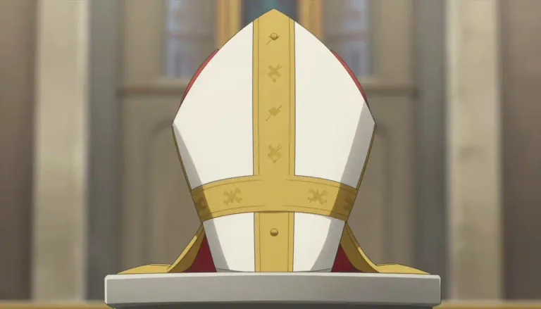Visual representation of "mitre" - A type of hat worn by bishops in the Christian church