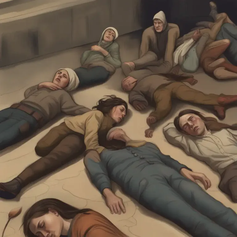 Visual representation of "die/fall/drop like flies" - Many people or things dying, falling ill, or disappearing rapidly