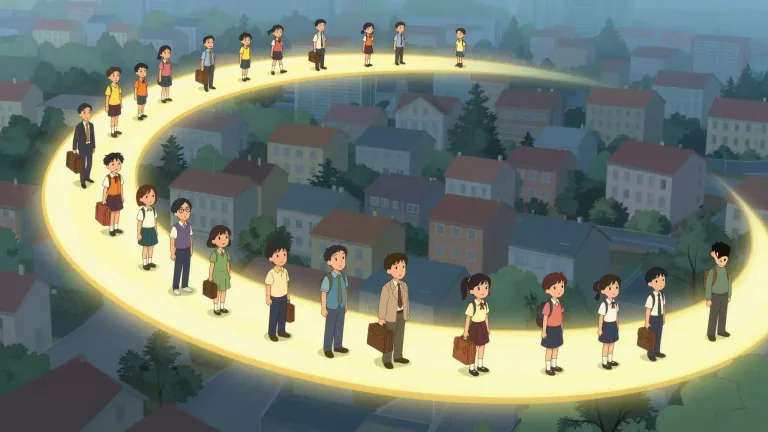 Visual representation of "trajectory" - In social science, trajectory refers to the developmental path taken by individuals, families, or societies.