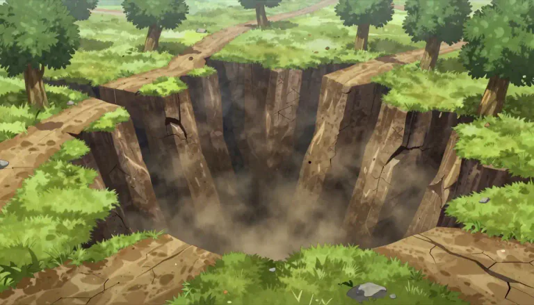 Visual representation of "subsidence" - The process of land sinking to a lower level