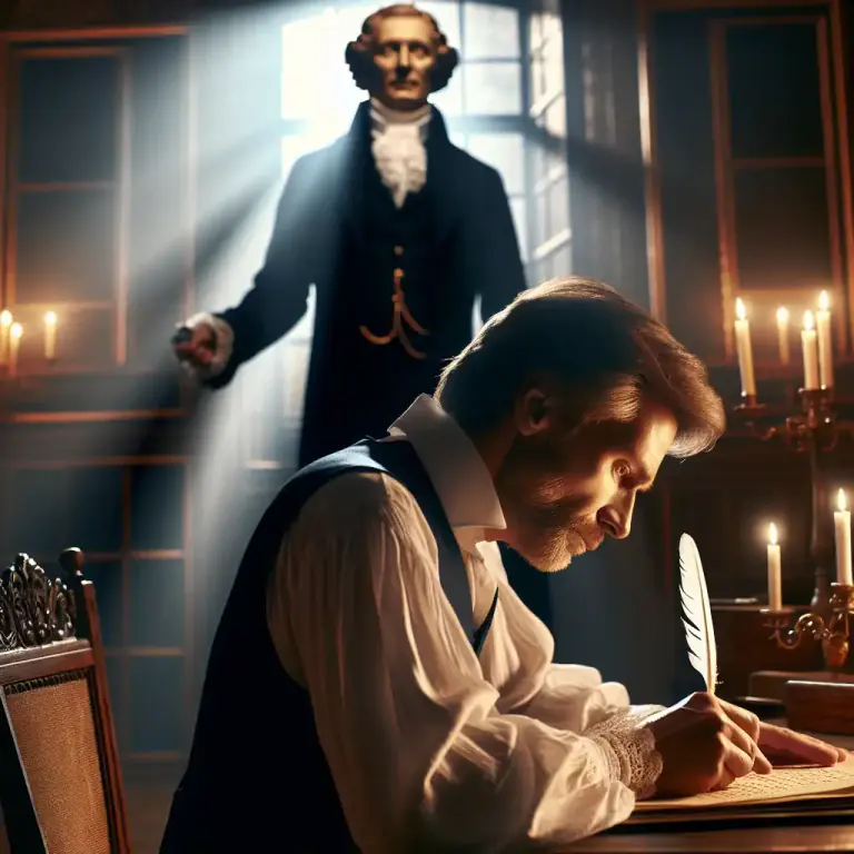 Visual representation of "hagiographer" - A writer who overly praises another person, making them seem saint-like when they're not