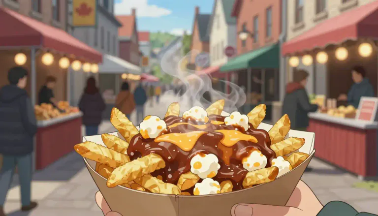 Visual representation of "poutine" - A popular street food in Canada, particularly in Quebec.